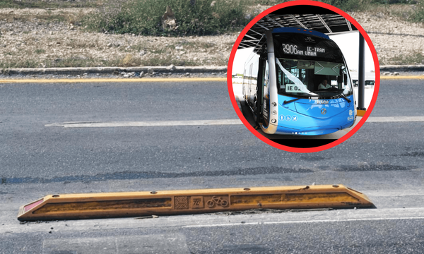 Instalan en Yucatán bolardos con logotipos del Gobierno de la CDMX en la ruta del Ie-Tram